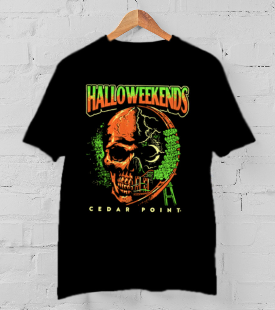 Halloweekends Cedar Point Skull Ride Neon Halloween T-Shirt