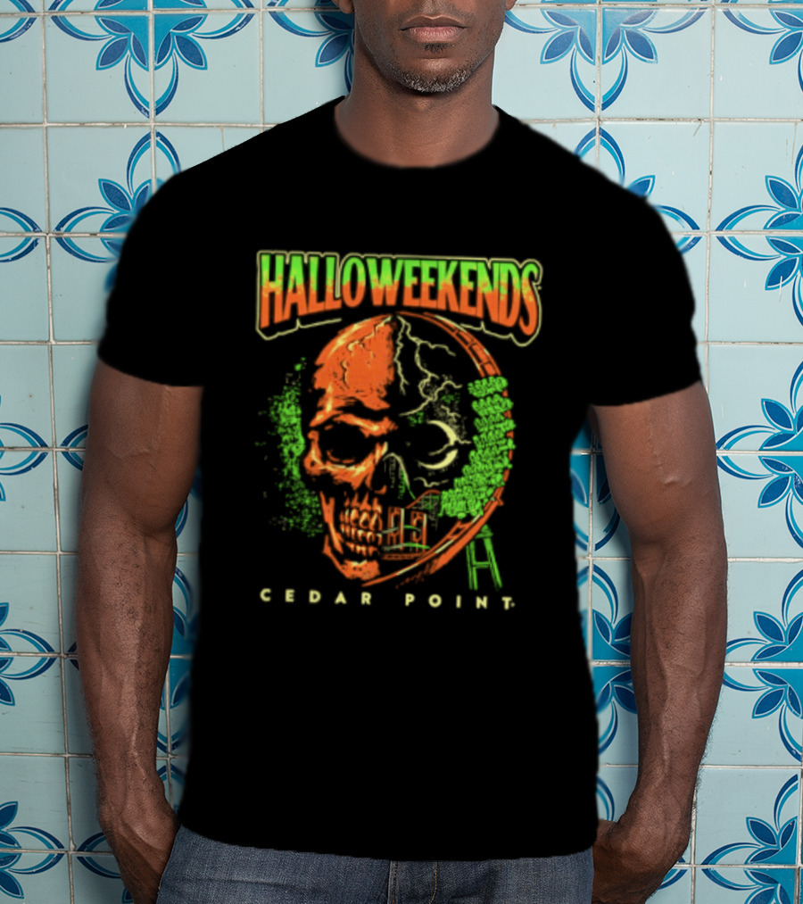 Halloweekends Cedar Point Skull Ride Neon Halloween T-Shirt