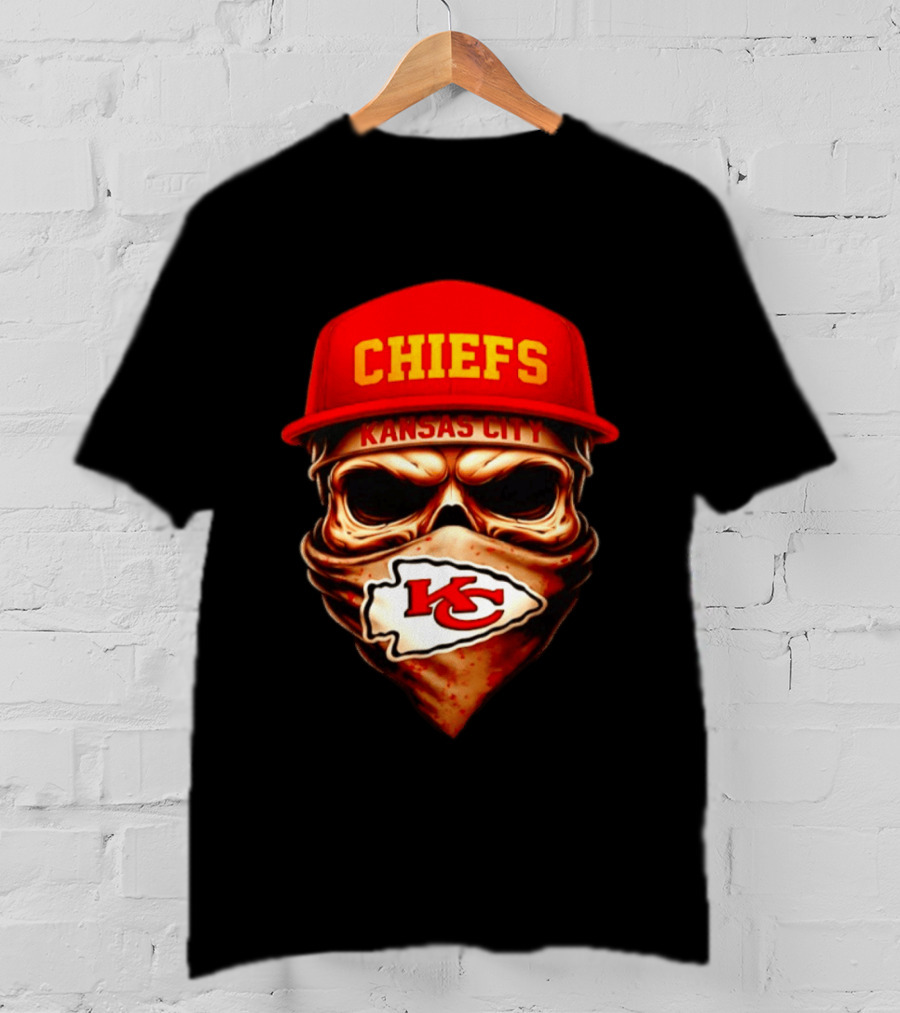 Kansas City Chiefs Skull Bandana KC T-Shirt