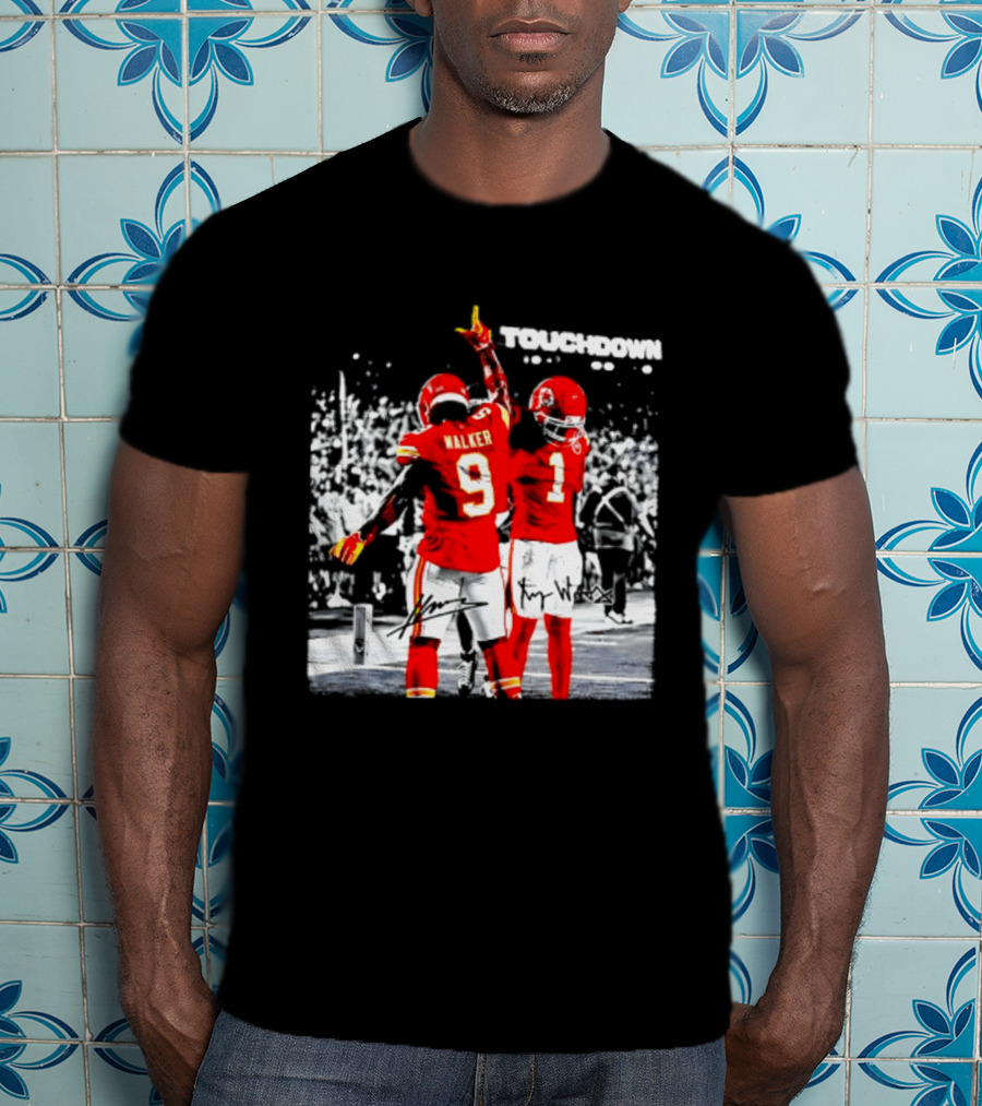Kenneth Walker III Xavier Worthy Kansas City Chiefs Touchdown Celebration T-Shirt