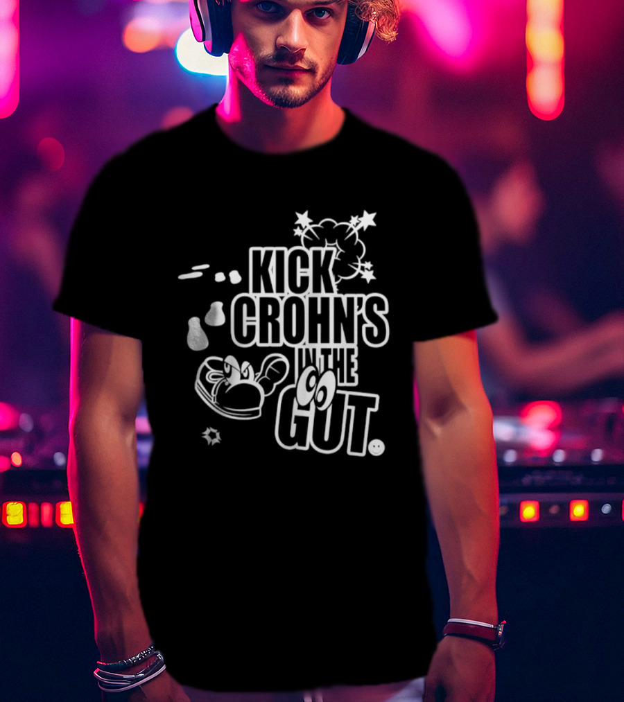 Kick Crohn's In The Gut Crohn's & Colitis Foundation Claw And Cartoon Style Fighting T-Shirt