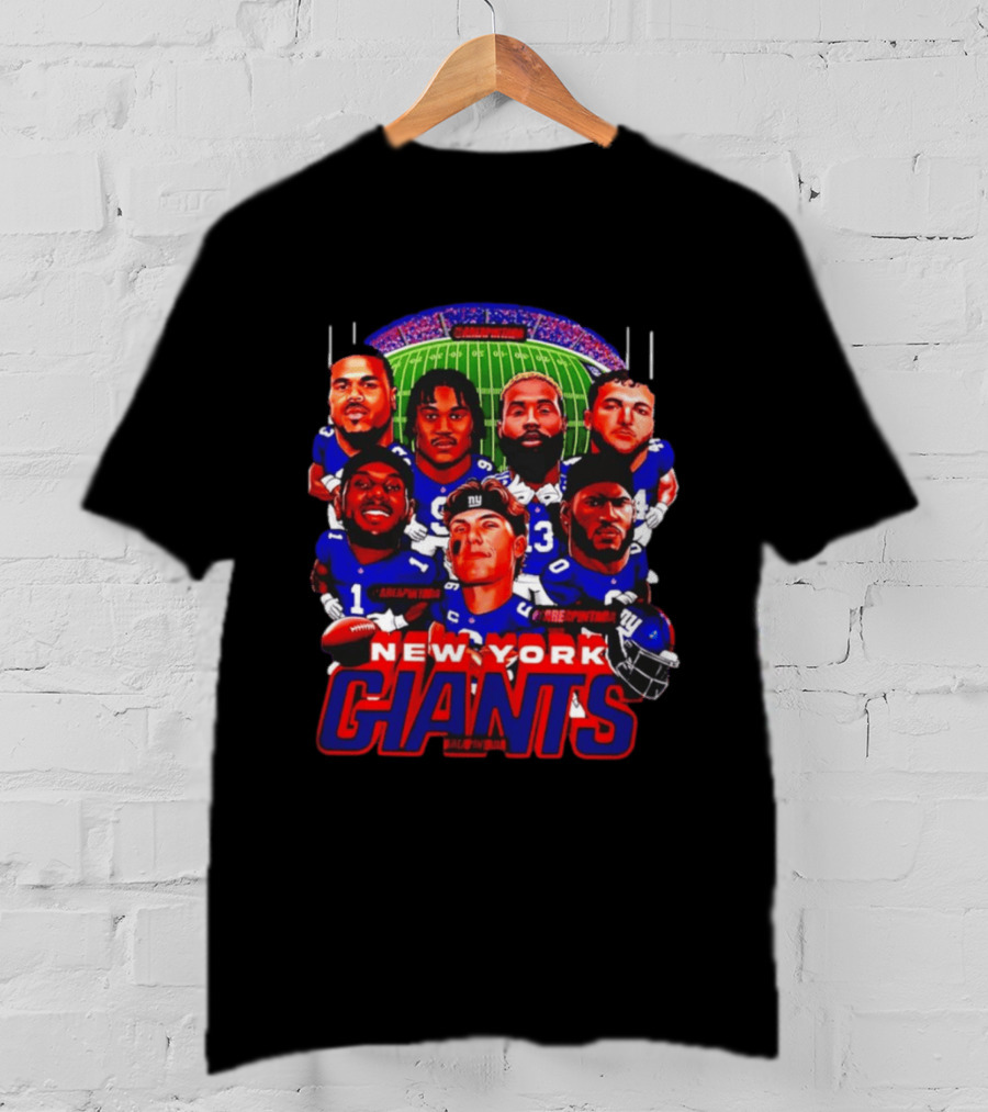 New York Giants Football Players Caricature Stadium T-Shirt