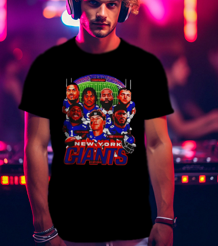 New York Giants Football Players Caricature Stadium T-Shirt