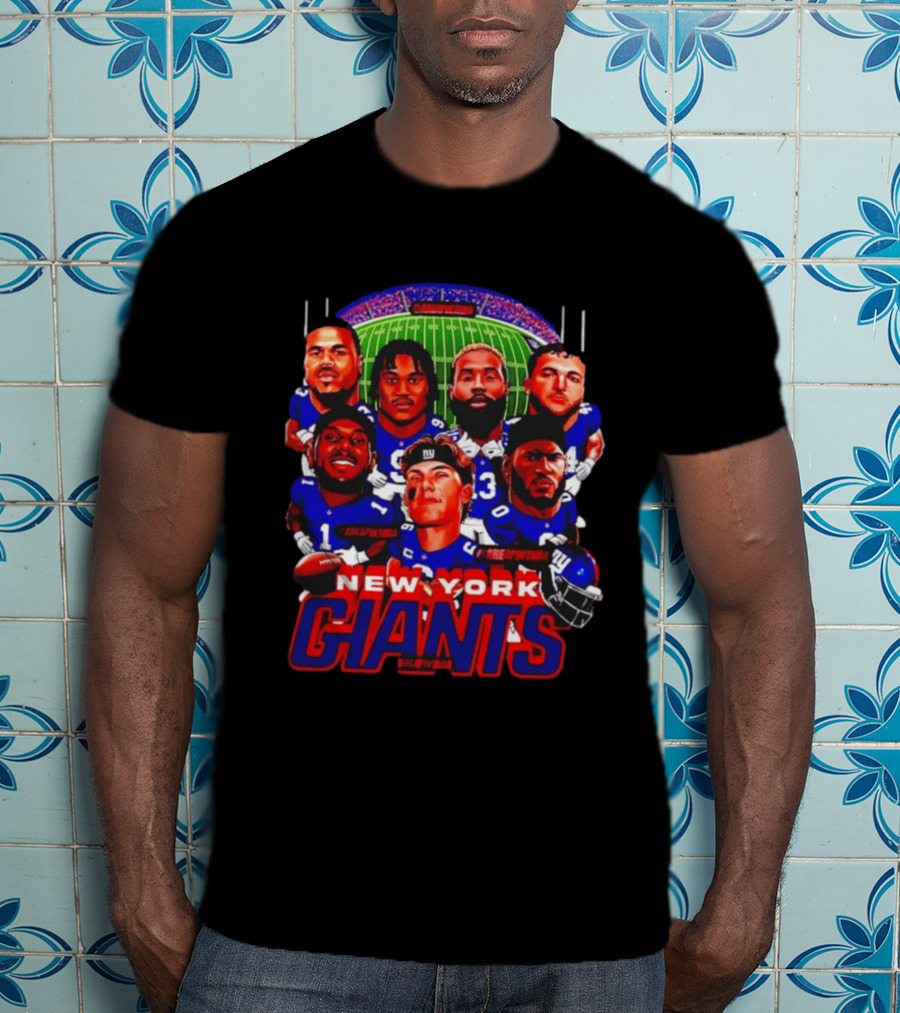 New York Giants Football Players Caricature Stadium T-Shirt