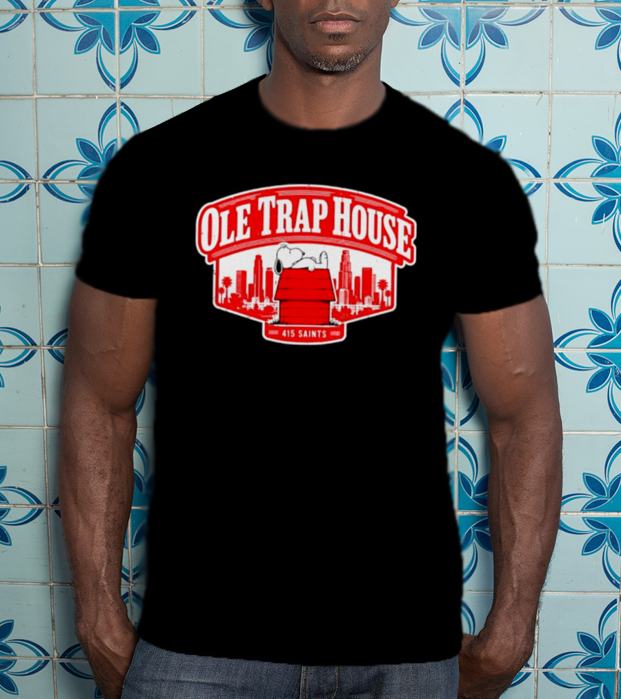 Ole Trap House Snoopy 415 Saints Skyline T-Shirt