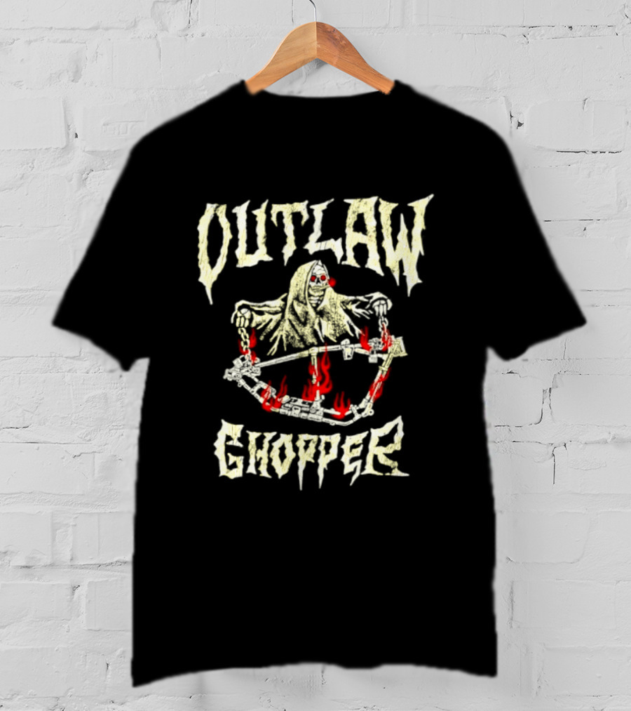 Outlaw Chopper Grim Reaper Smoking Skeleton T-Shirt