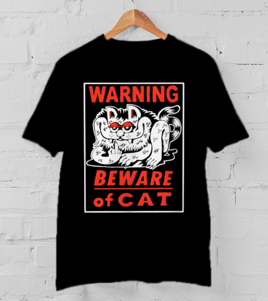 Warning Beware Of Cat Halloween Creepy Eyes T-Shirt