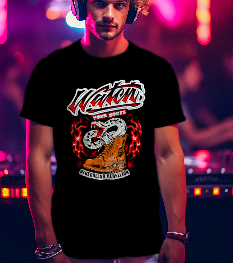 Your Boots Snake Fire Blue Collar Rebellion T-Shirt