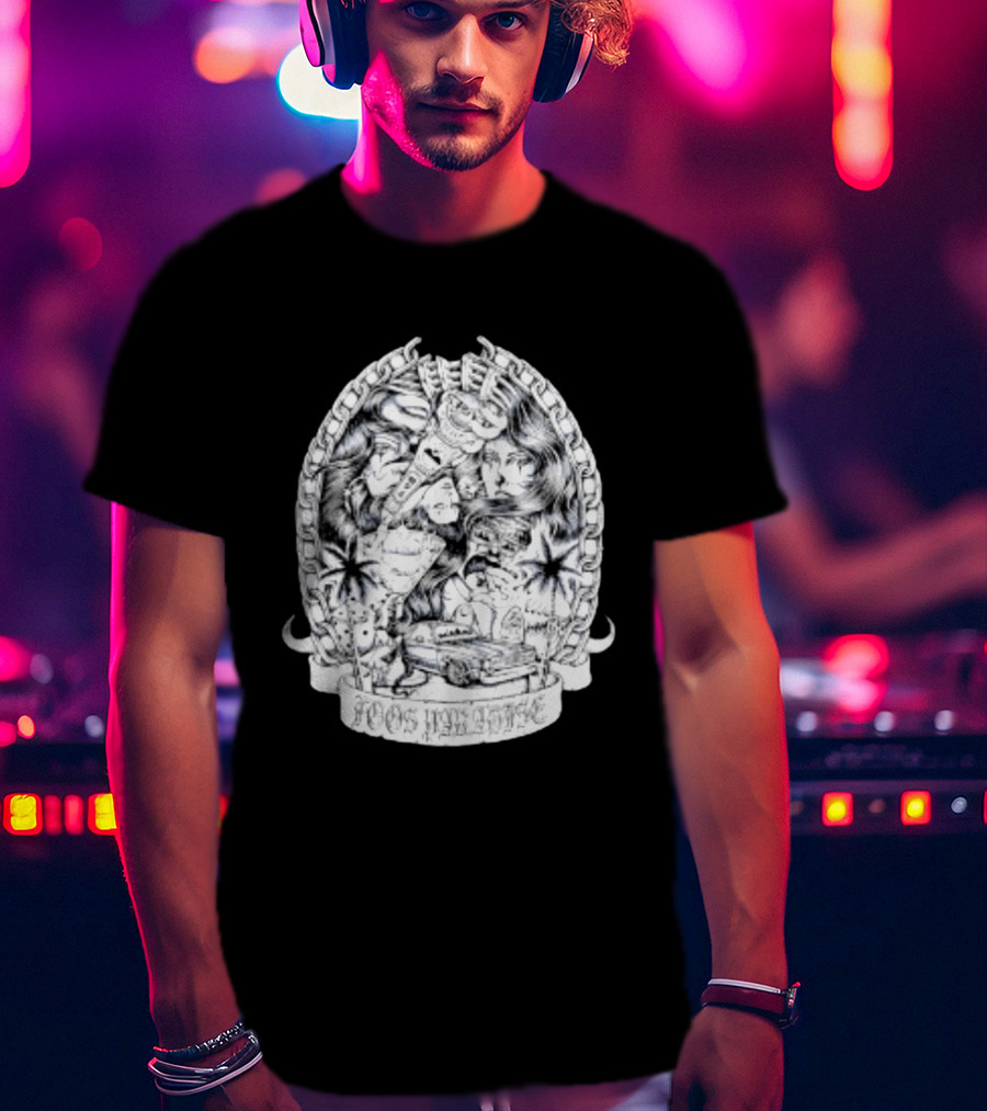 Foos Paradise Chicano Lowrider Culture Classic Cars Chain T-Shirt
