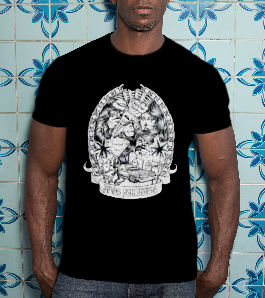 Foos Paradise Chicano Lowrider Culture Classic Cars Chain T-Shirt