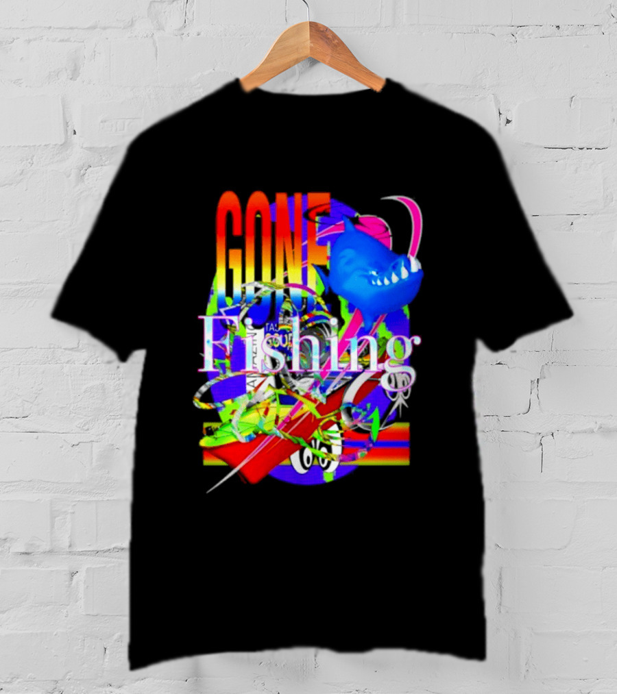 Gone Fishing Shark Rainbow Kayak Adventure T-Shirt