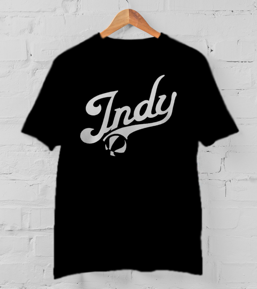 Indy Basketball Script Style With Iconic Ball Motif T-Shirt