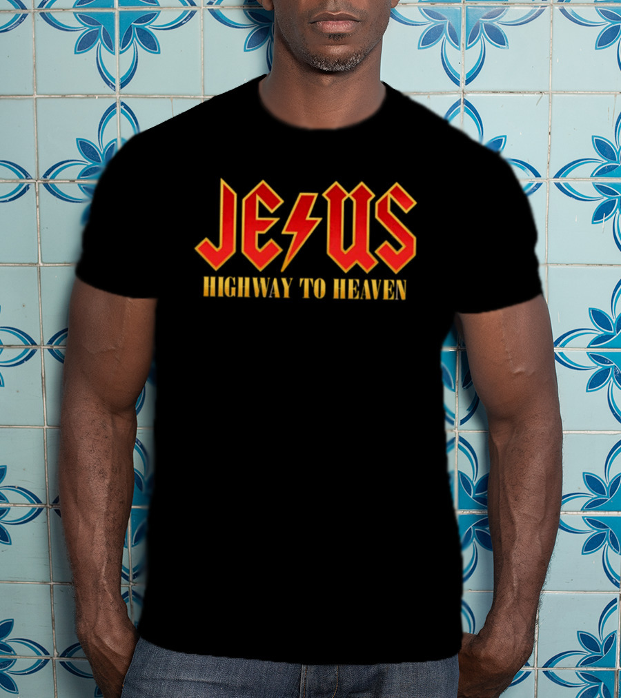 Jesus Highway To Heaven Lightning Bolt T-Shirt