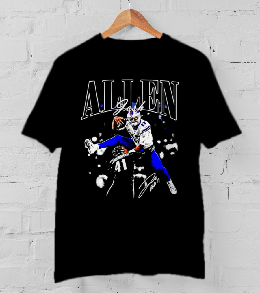 Allen Buffalo Air Jump Sketch Football T-Shirt
