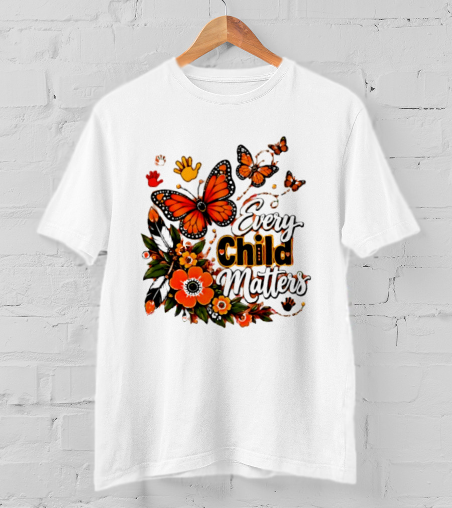 Every Child Matters Orange Butterfly Native Floral Anti Bully Kindness T-Shirt
