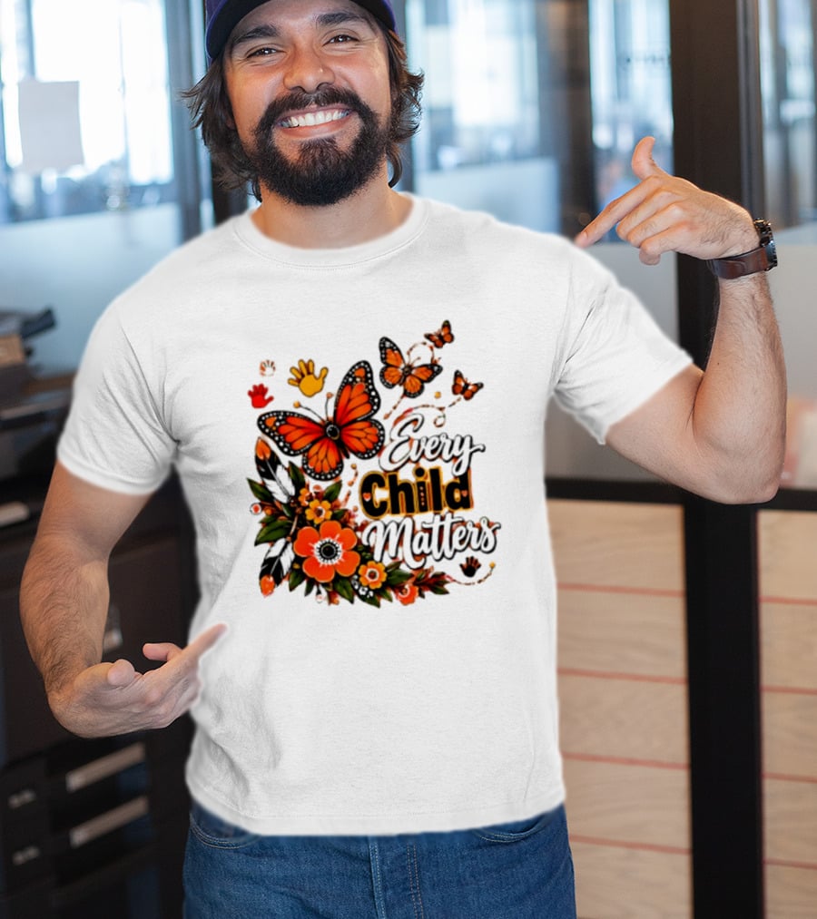 Every Child Matters Orange Butterfly Native Floral Anti Bully Kindness T-Shirt