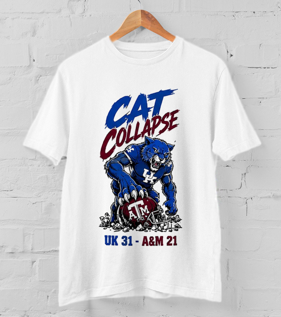 NCAA 2026 Matchup Kentucky Wildcats Vs Texas A&M Aggies Cat Collapse UK 31 A&M 21 T-Shirt