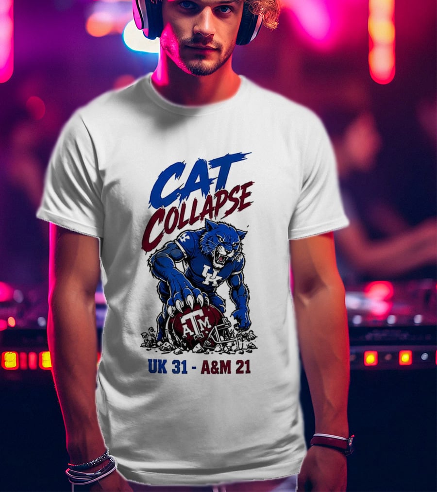 NCAA 2026 Matchup Kentucky Wildcats Vs Texas A&M Aggies Cat Collapse UK 31 A&M 21 T-Shirt