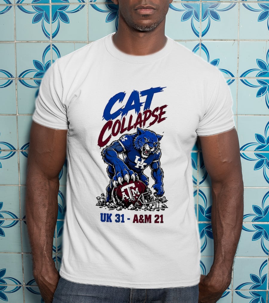 NCAA 2026 Matchup Kentucky Wildcats Vs Texas A&M Aggies Cat Collapse UK 31 A&M 21 T-Shirt