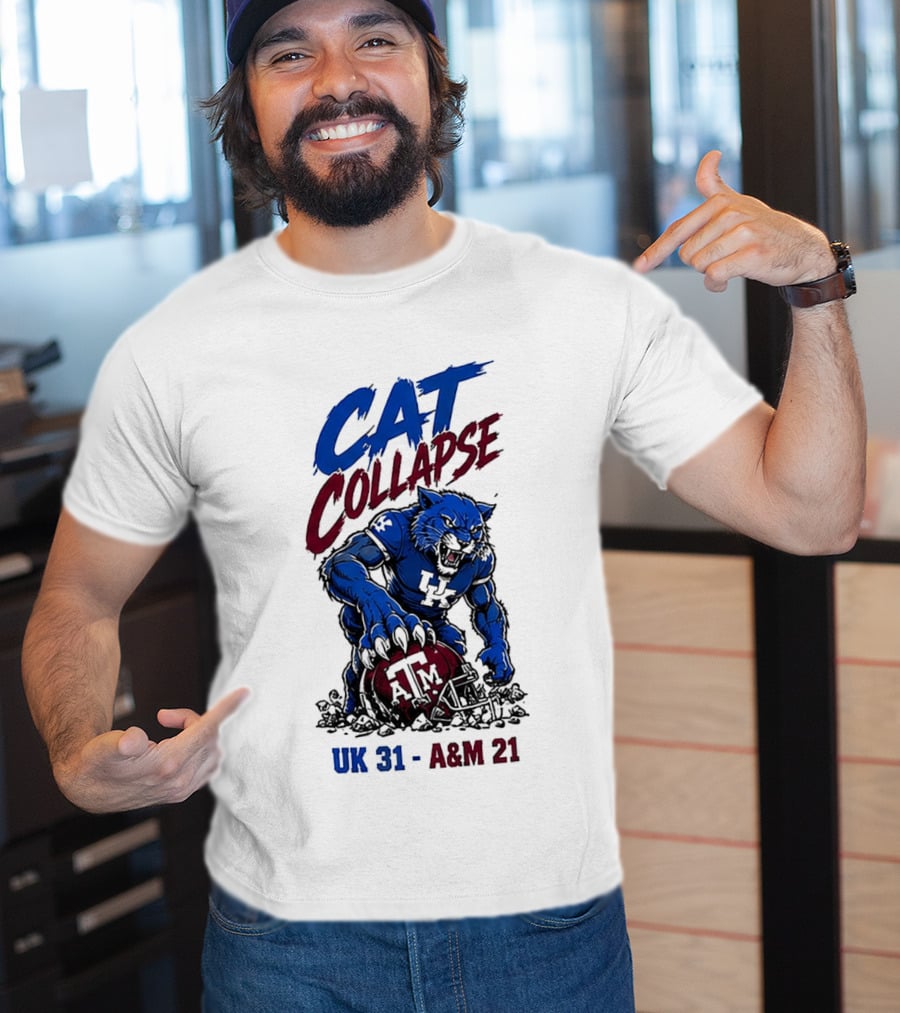 NCAA 2026 Matchup Kentucky Wildcats Vs Texas A&M Aggies Cat Collapse UK 31 A&M 21 T-Shirt