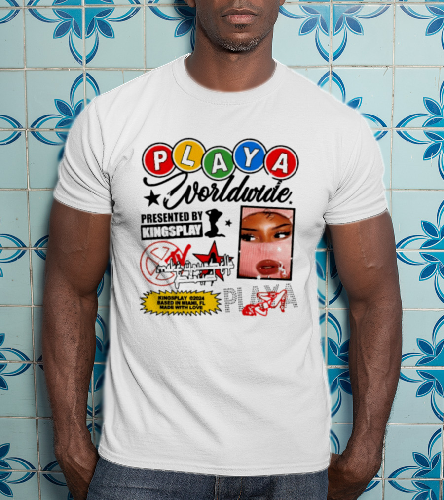 Playa Worldwide Kingsplay Miami Colorful Circles And Urban Street T-Shirt