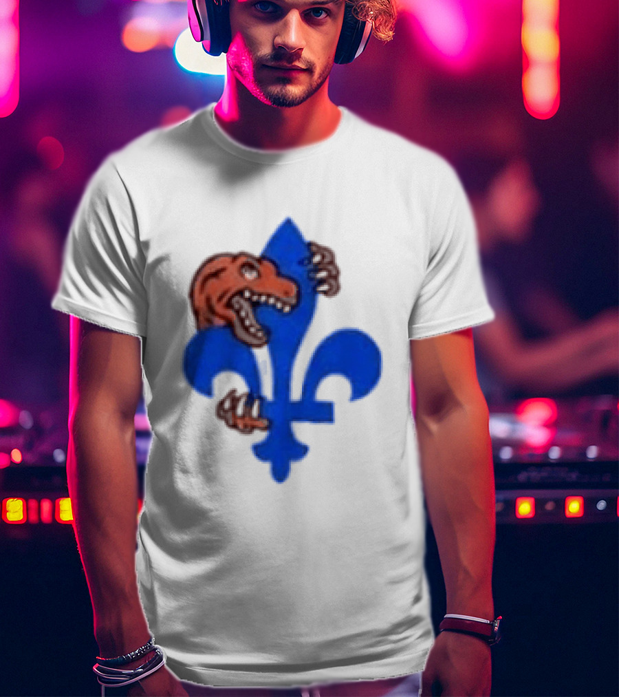 2026 Raptors Quebec Canada Games Fleur De Lis And Dinosaur T-Shirt