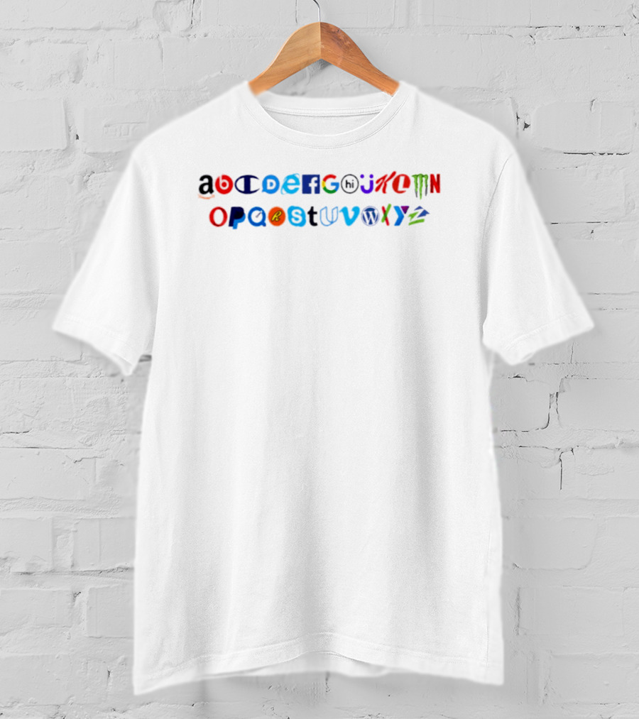 Famous Brands Alphabet Featuring Iconic Corporate Identity Letters T-Shirt