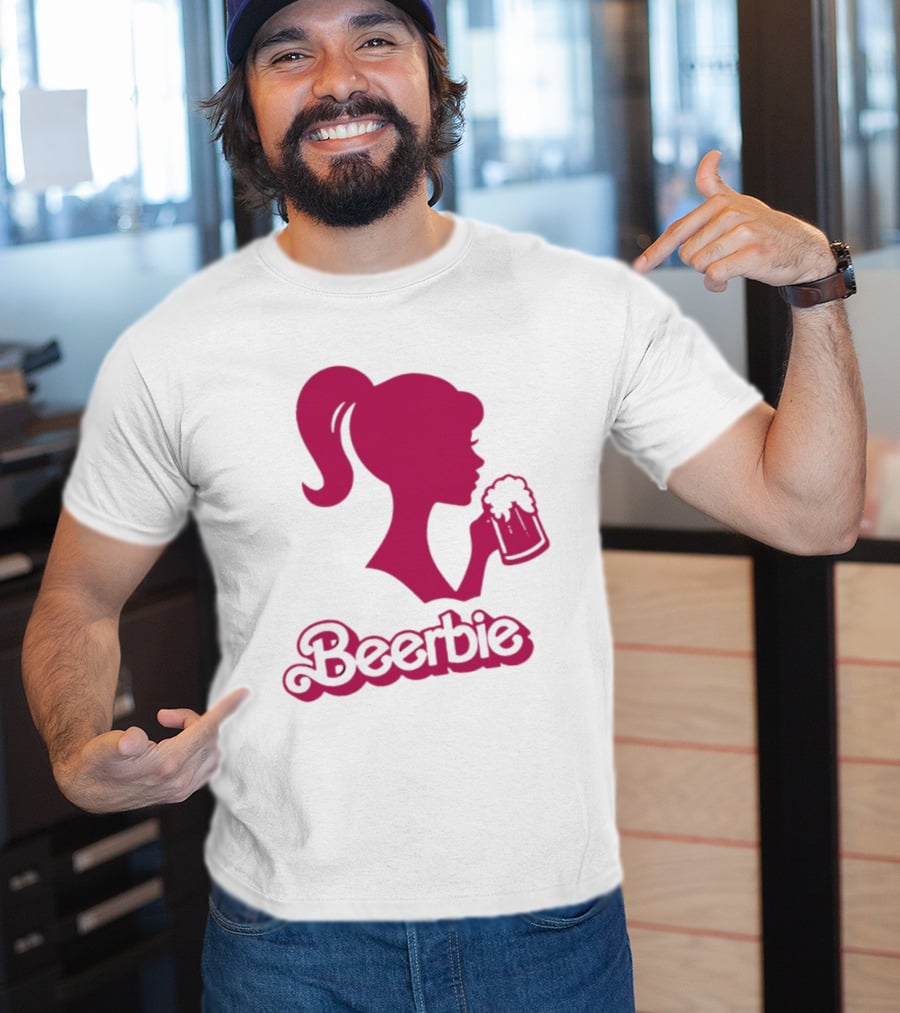 Beerbie Pink Beer Barbie Icon With Beer T-Shirt