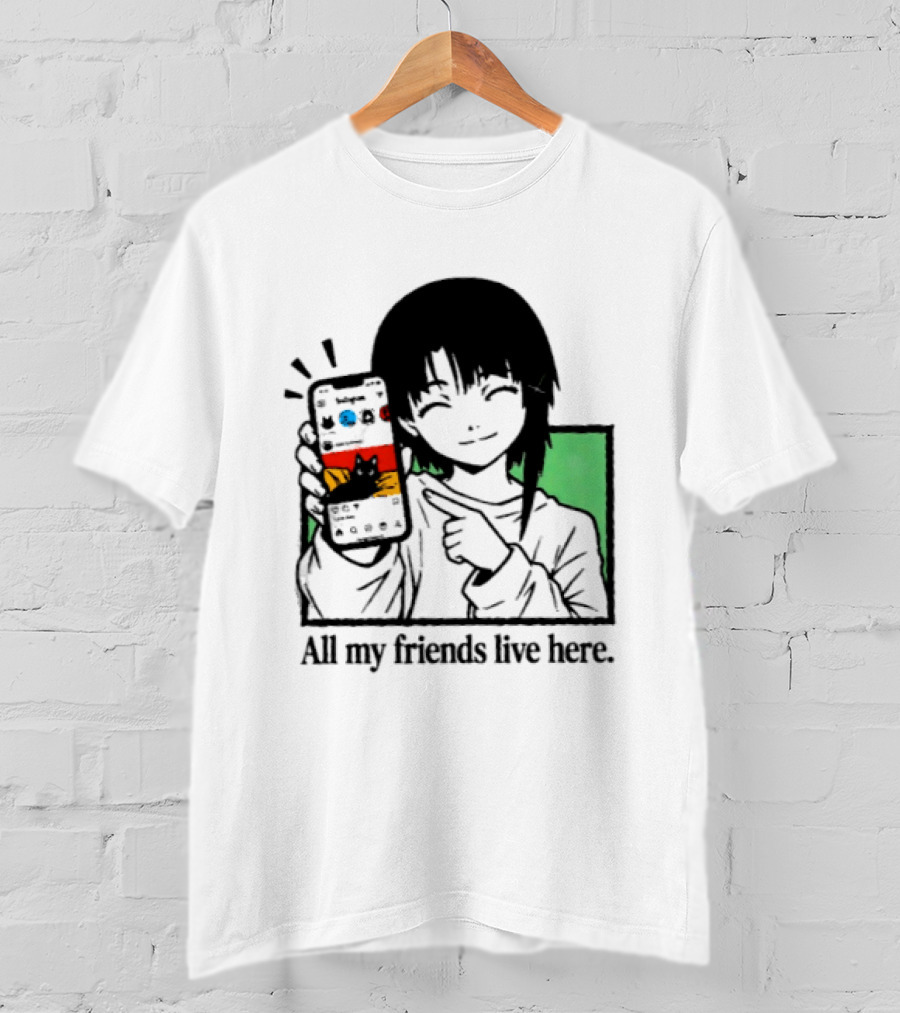 Brandon Crownover All My Friends Live Here Anime Character With Smartphone T-Shirt