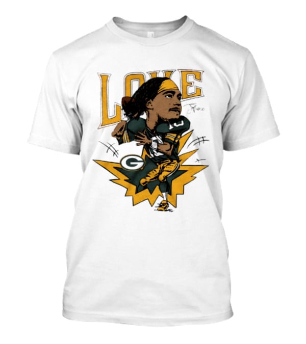 Green Bay Packers Jordan Love Caricature Football Star T-Shirt