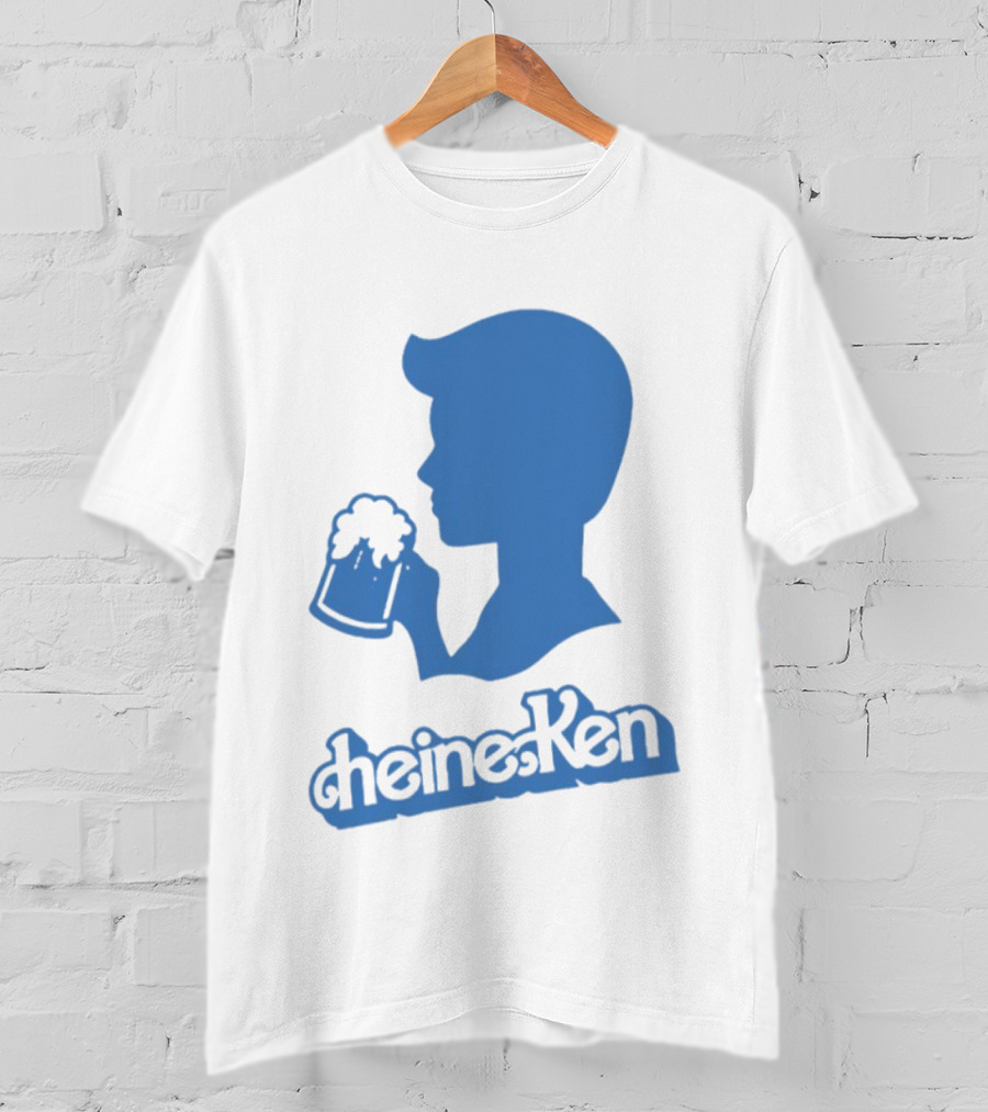 Ken Blue Beer Silhouette Heineken Play On Words T-Shirt