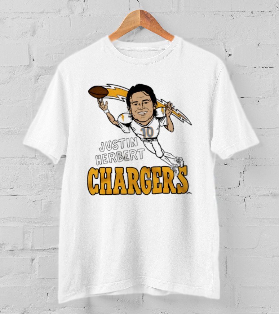 Justin Herbert Chargers Football Caricature Los Angeles T-Shirt