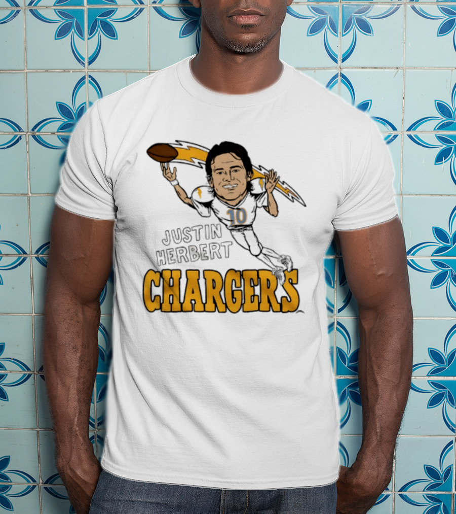 Justin Herbert Chargers Football Caricature Los Angeles T-Shirt