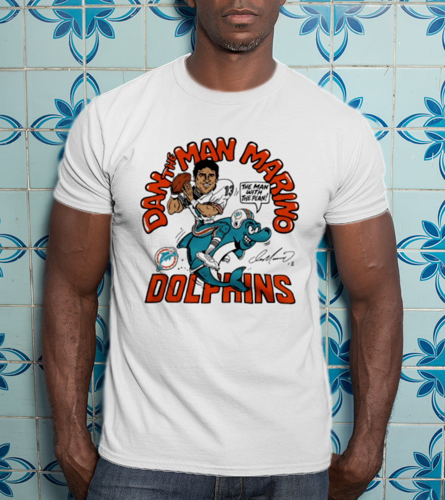Dan The Man Marino Dolphins Football Caricature T-Shirt