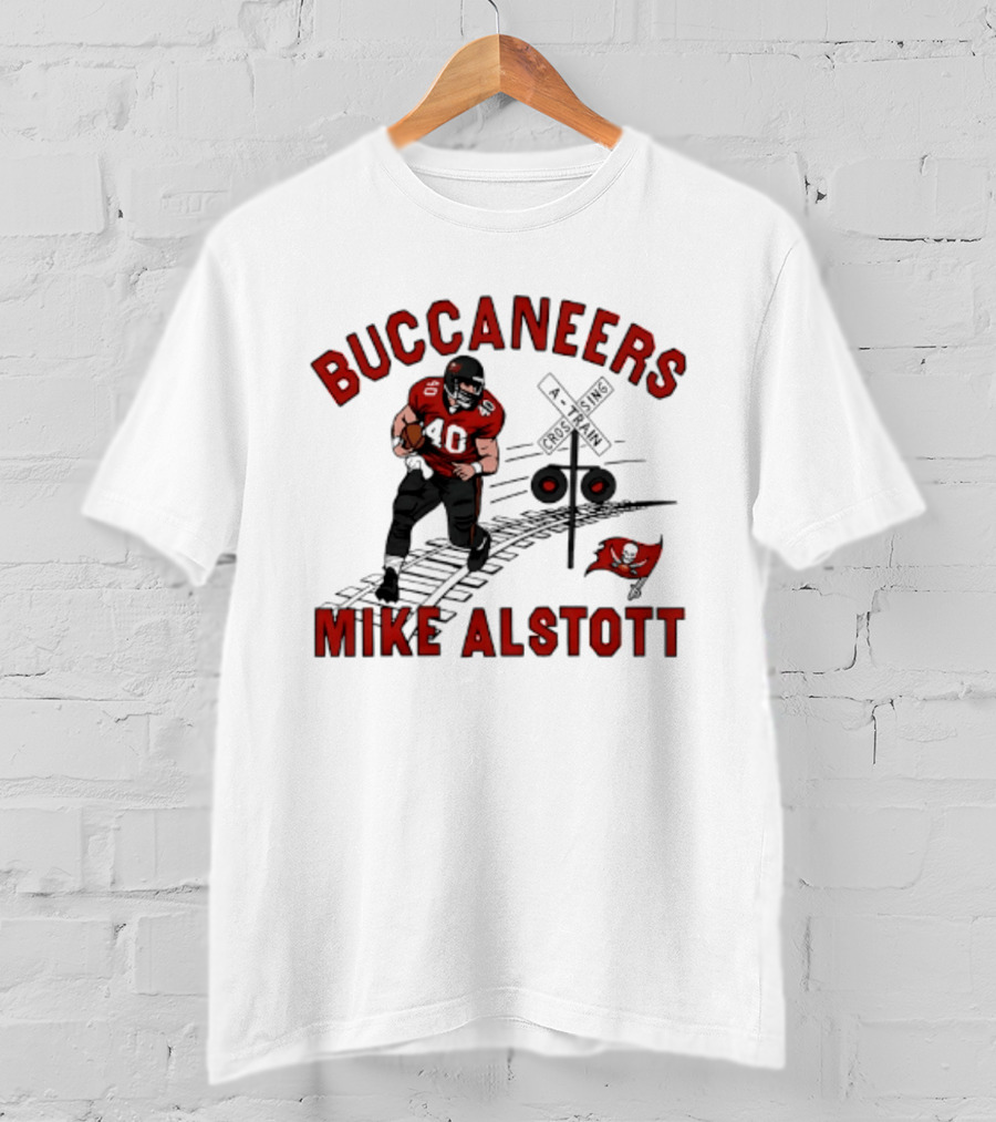Buccaneers Mike Alstott Football Player Railroad Crossing T-Shirt