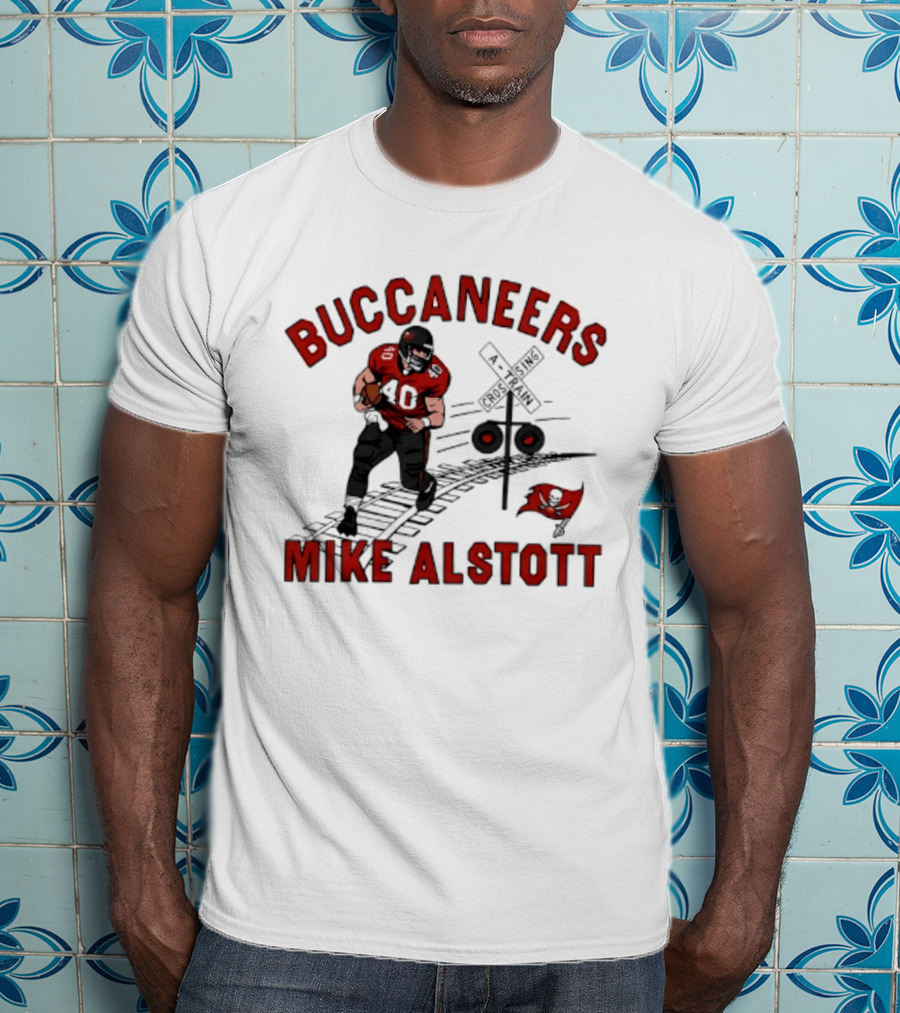 Buccaneers Mike Alstott Football Player Railroad Crossing T-Shirt