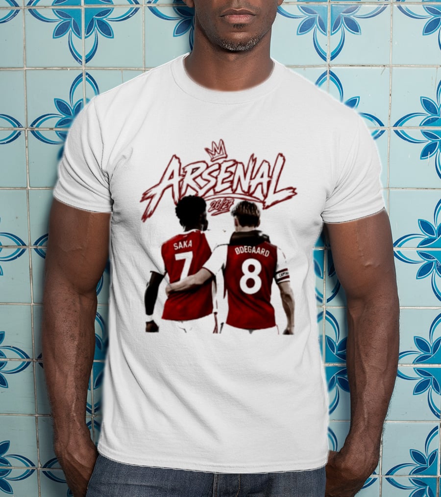 Arsenal Saka 7 Odegaard 8 Football Moment T-Shirt