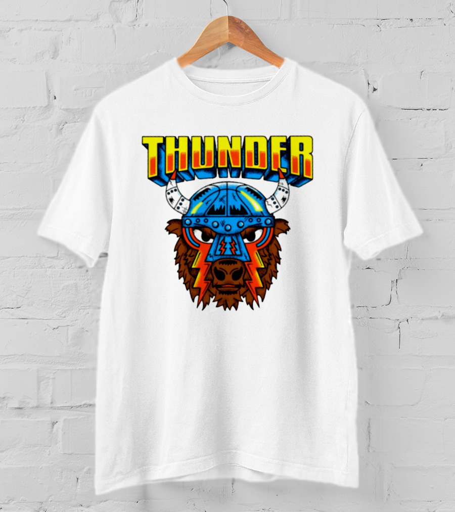 Thunder Buffalo Viking Helmet Bison Basketball T-Shirt