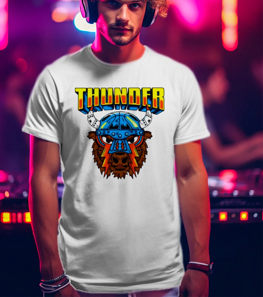 Thunder Buffalo Viking Helmet Bison Basketball T-Shirt