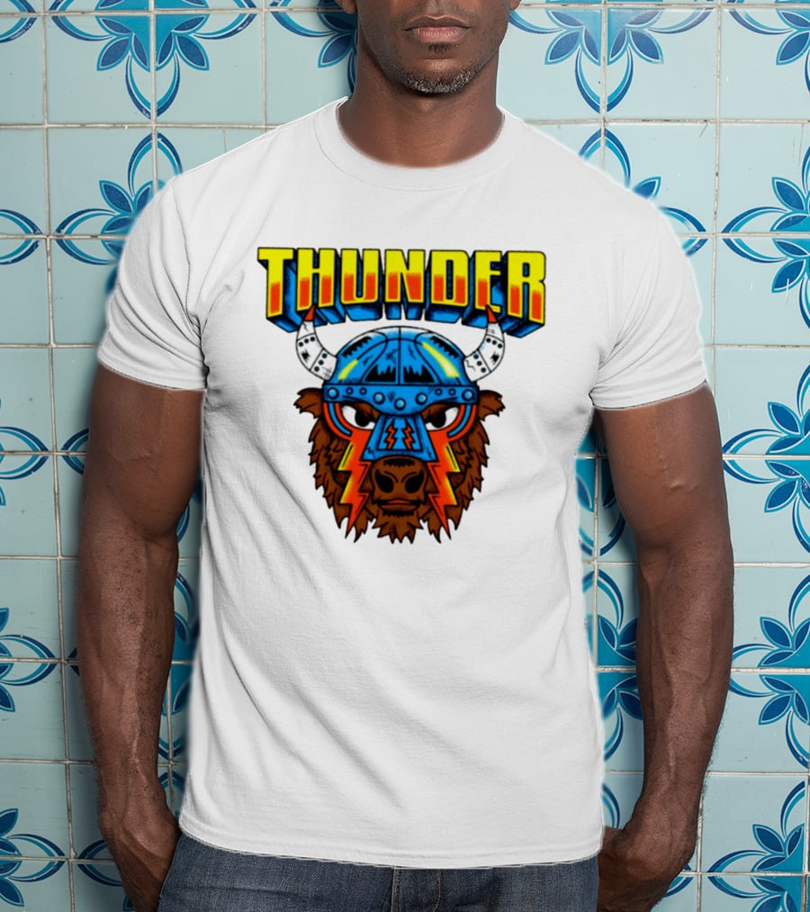 Thunder Buffalo Viking Helmet Bison Basketball T-Shirt