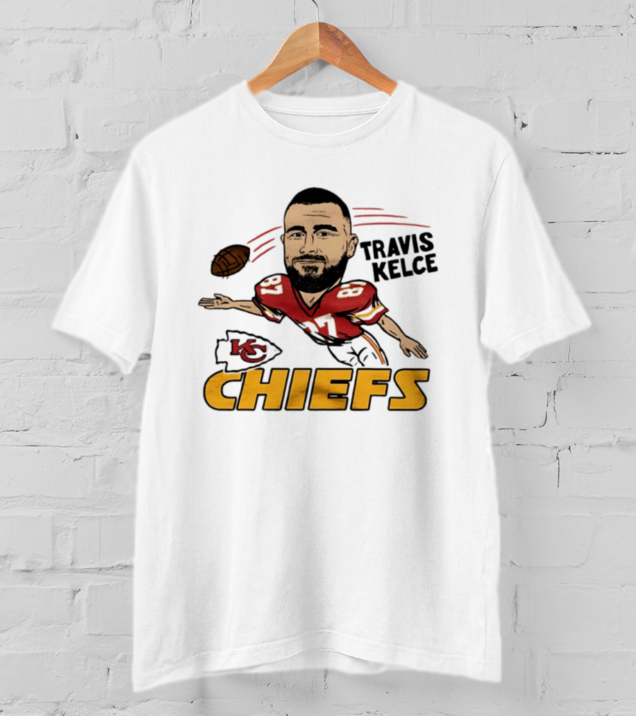 Travis Kelce Kansas City Chiefs Caricature KC Chiefs Football Player T-Shirt