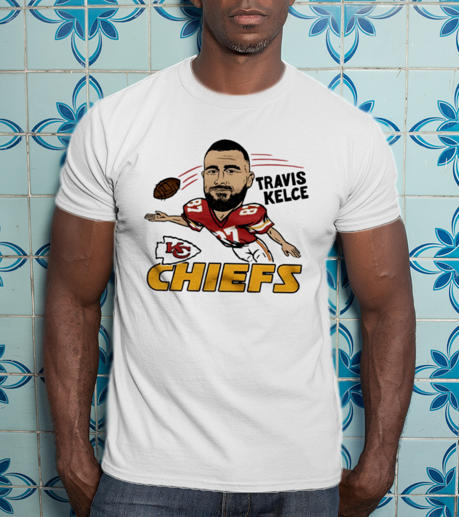 Travis Kelce Kansas City Chiefs Caricature KC Chiefs Football Player T-Shirt