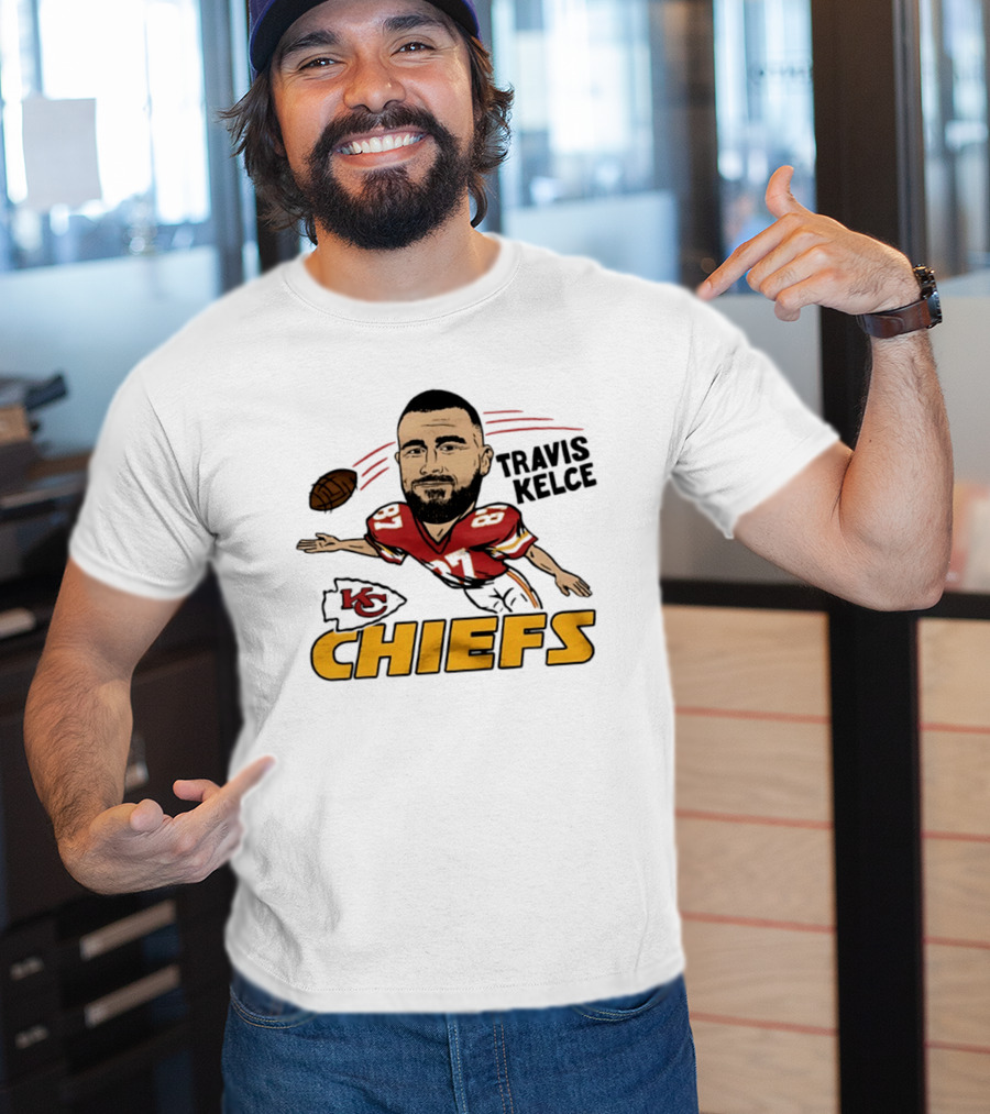 Travis Kelce Kansas City Chiefs Caricature KC Chiefs Football Player T-Shirt