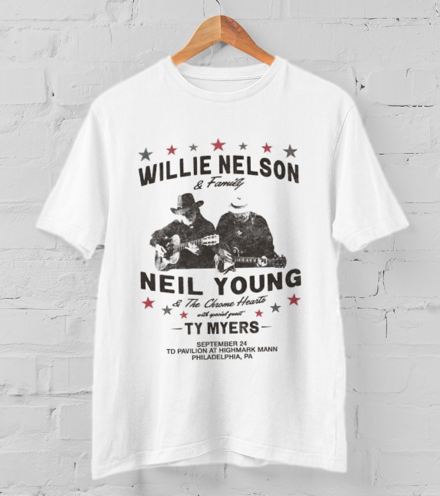 Willie Nelson And Family Neil Young The Outlaw Music Festival TD Pavilion Highmark Mann Philadelphia PA 2026 T-Shirt