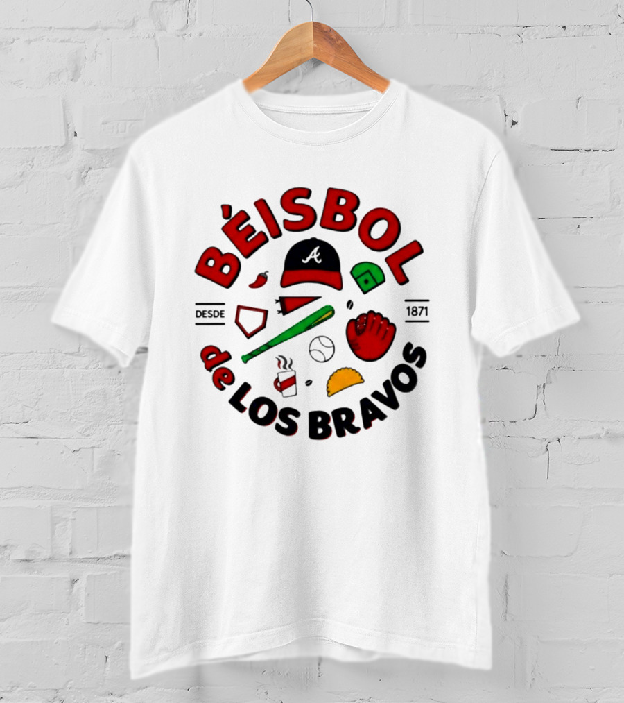 Béisbol De Los Bravos Desde 1871 Hat Bat Glove Baseball Taco Pepper Coffee T-Shirt