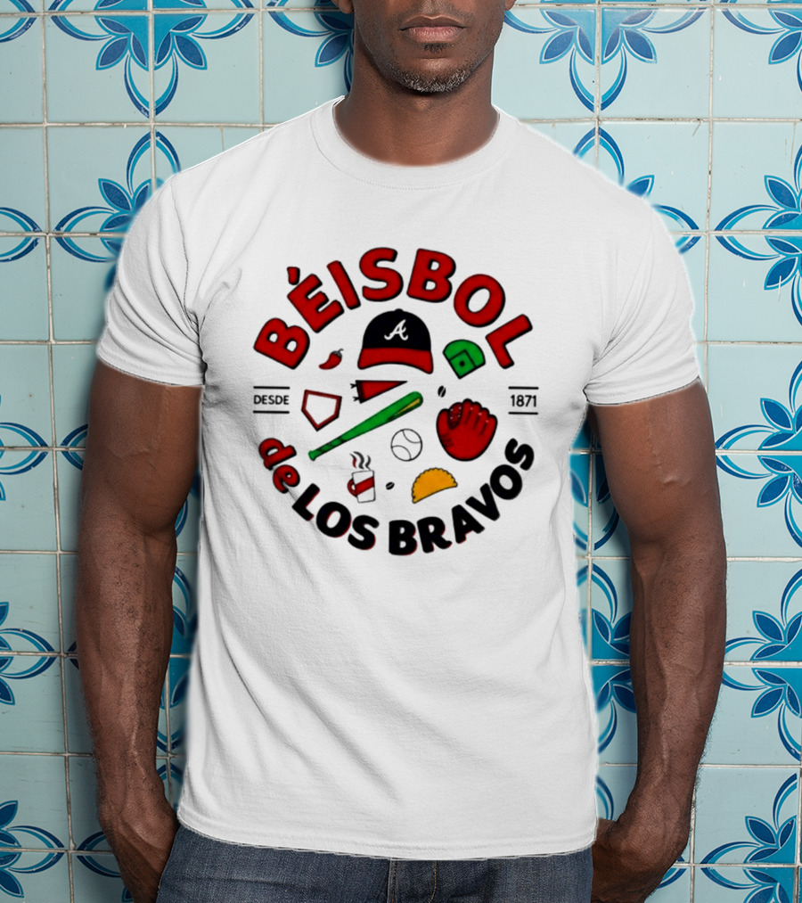 Béisbol De Los Bravos Desde 1871 Hat Bat Glove Baseball Taco Pepper Coffee T-Shirt