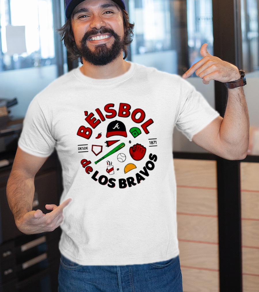 Béisbol De Los Bravos Desde 1871 Hat Bat Glove Baseball Taco Pepper Coffee T-Shirt