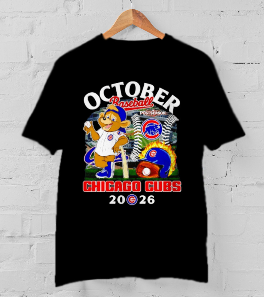 Chicago Cubs October Baseball 2026 MLB Postseason Helmet T-Shirt