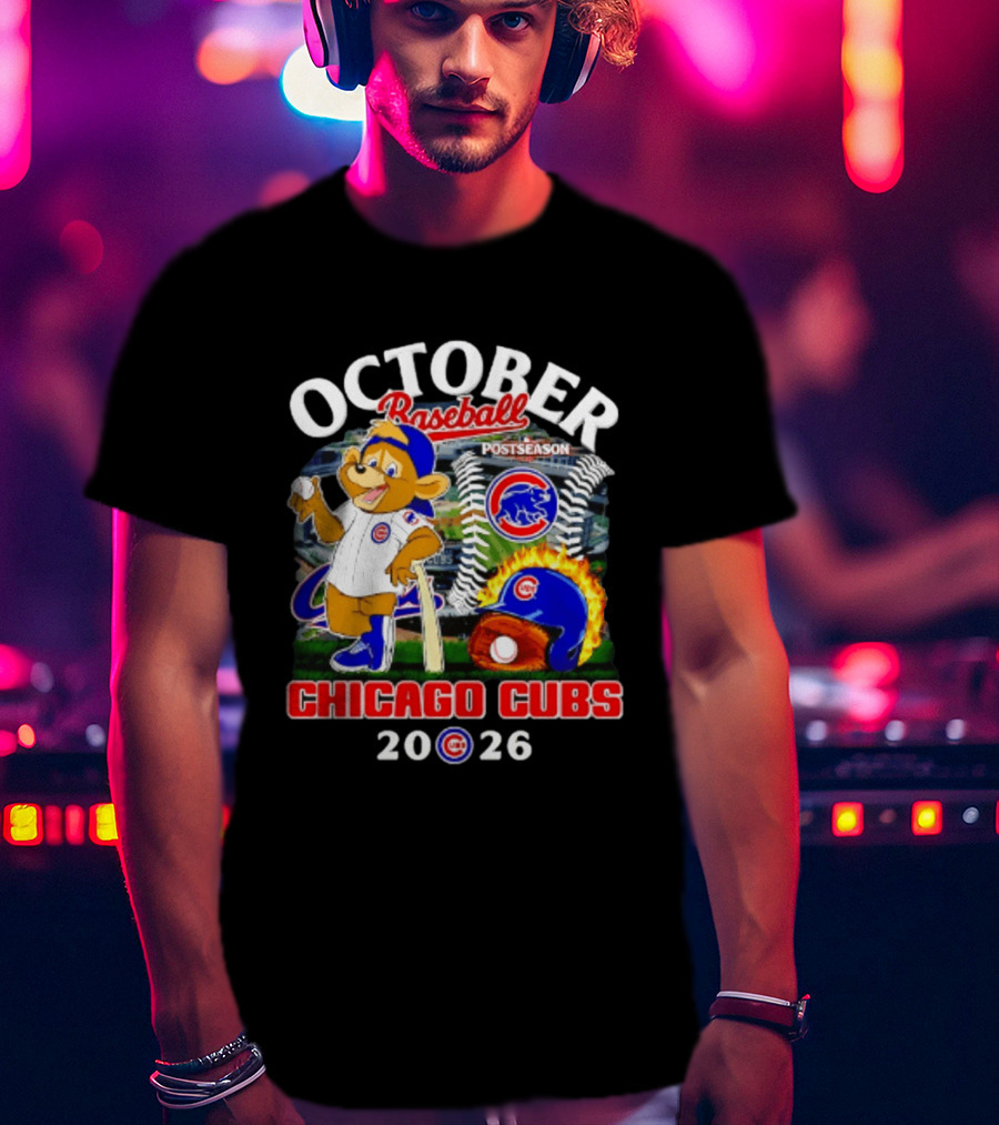 Chicago Cubs October Baseball 2026 MLB Postseason Helmet T-Shirt