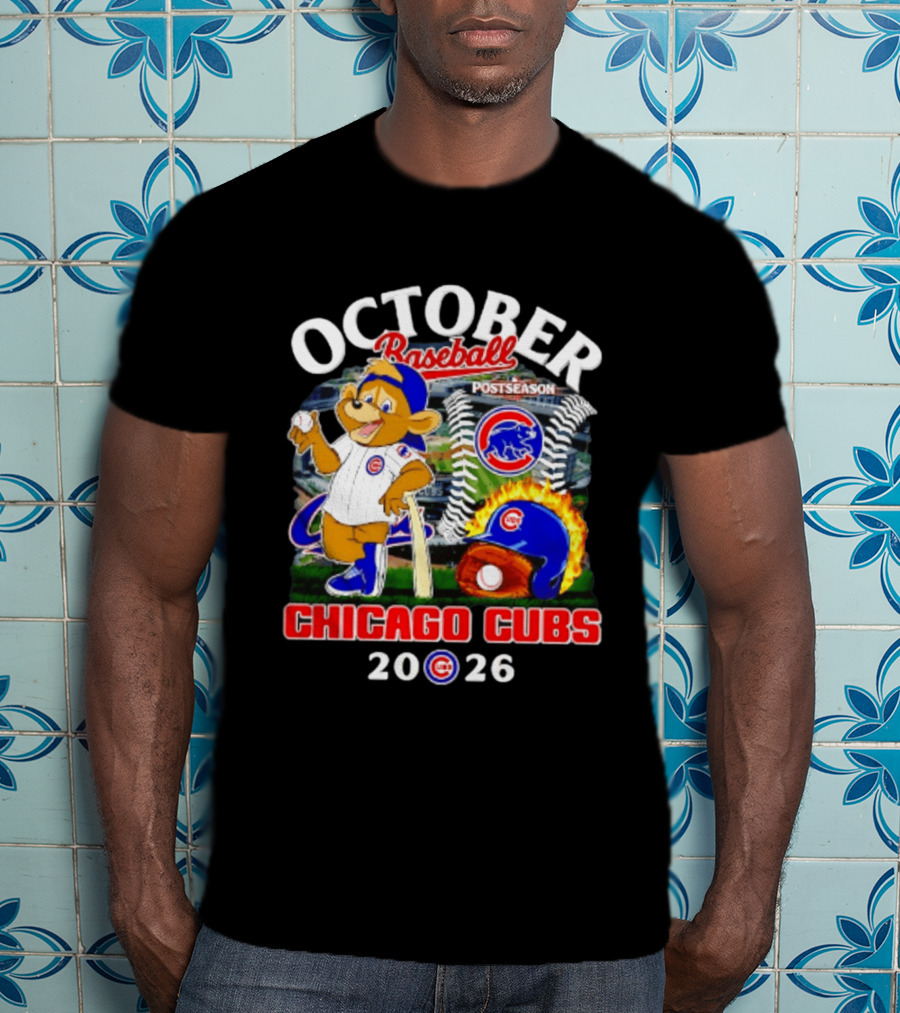 Chicago Cubs October Baseball 2026 MLB Postseason Helmet T-Shirt